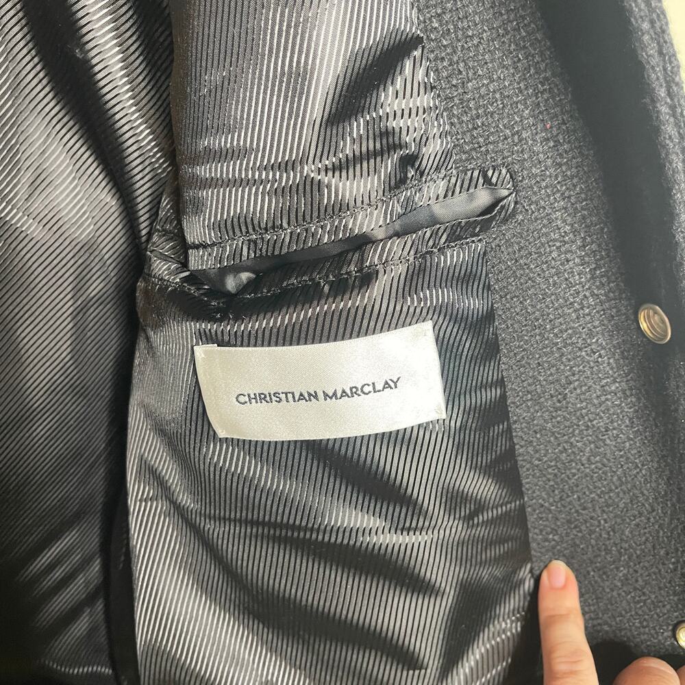 CELINE Black Jack Teddy Cream Leather-Trimmed Wool-Blend Varsity Jacket 46 US S - Picture 8 of 16